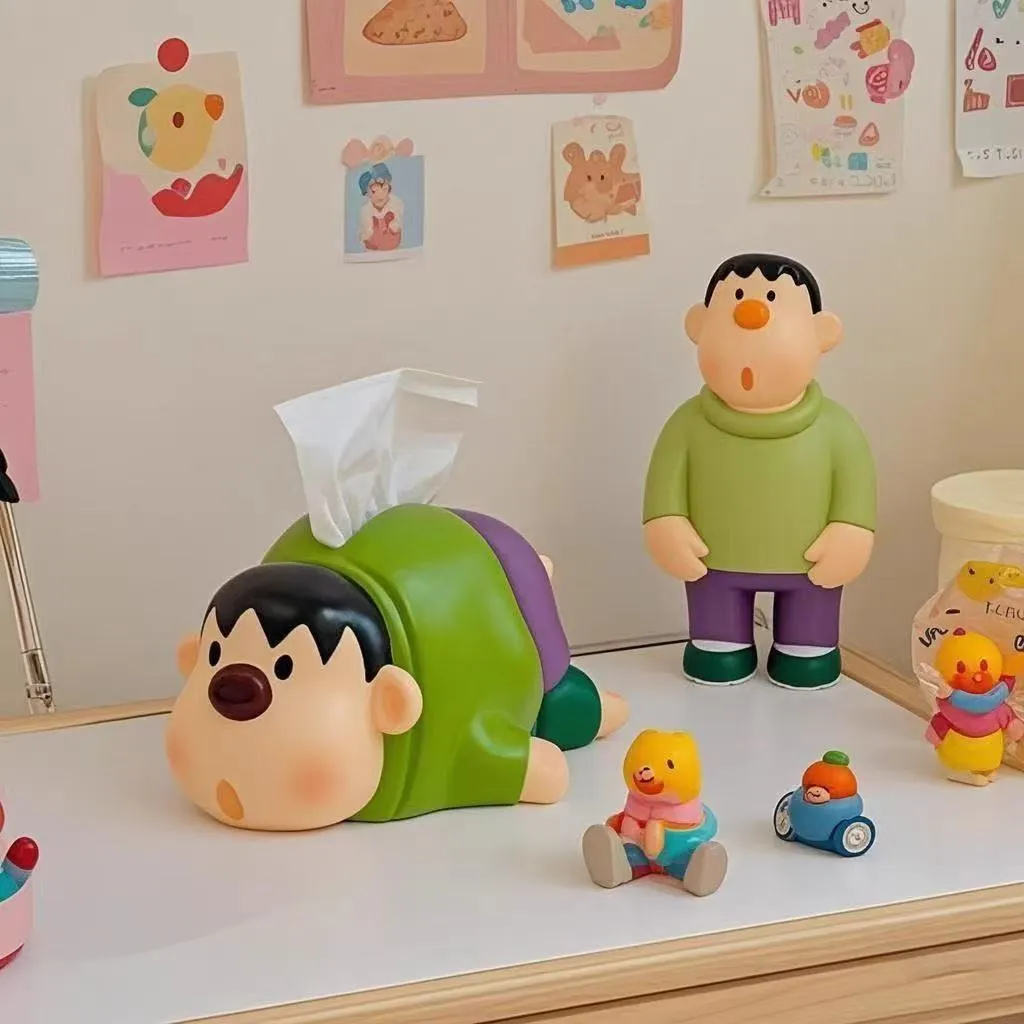 Gian Character Tissue Box – Cute Cartoon Desktop Organizer & Home Decor, Affordable Luxury 2-in-1 Tissue Holder Display Piece for Living Room & Bedroom